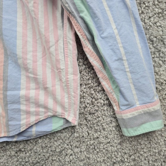 Abercrombie & Fitch Shirt Men XL Pink Green Blue Stripe Button Cotton Y2K Preppy - Picture 3 of 11
